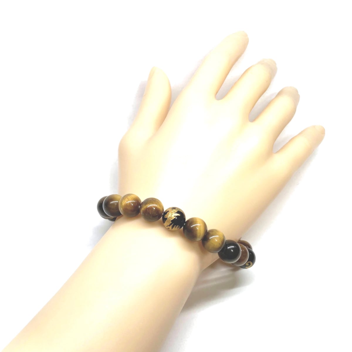 10mm 四神獣銀彫オニキス×ハウライト パワーストーン ブレスレット
