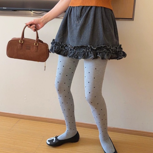 Ruffle hem flare denim skirt　M4711