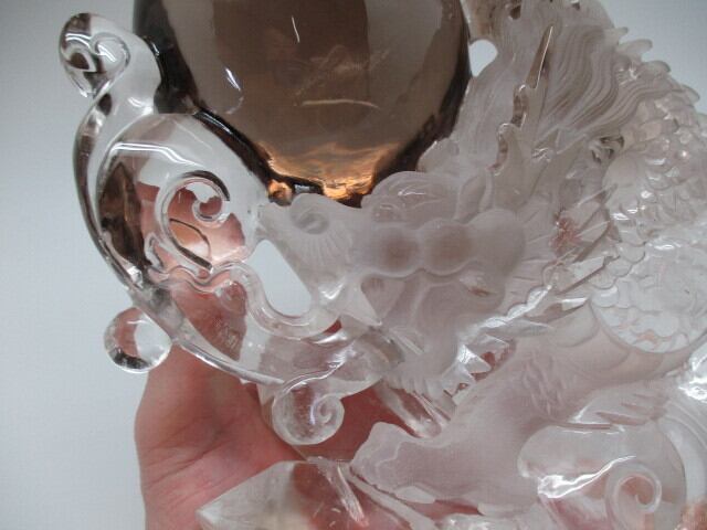 [送料無料][高品質][超美品] 総高約30cm 特大天然スモーキークオーツ龍