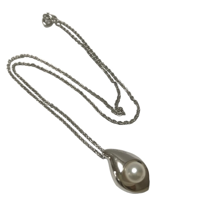 田崎真珠　タサキ　1P　ネックレストップ　巻貝　良品　シルバー　あこや真珠
