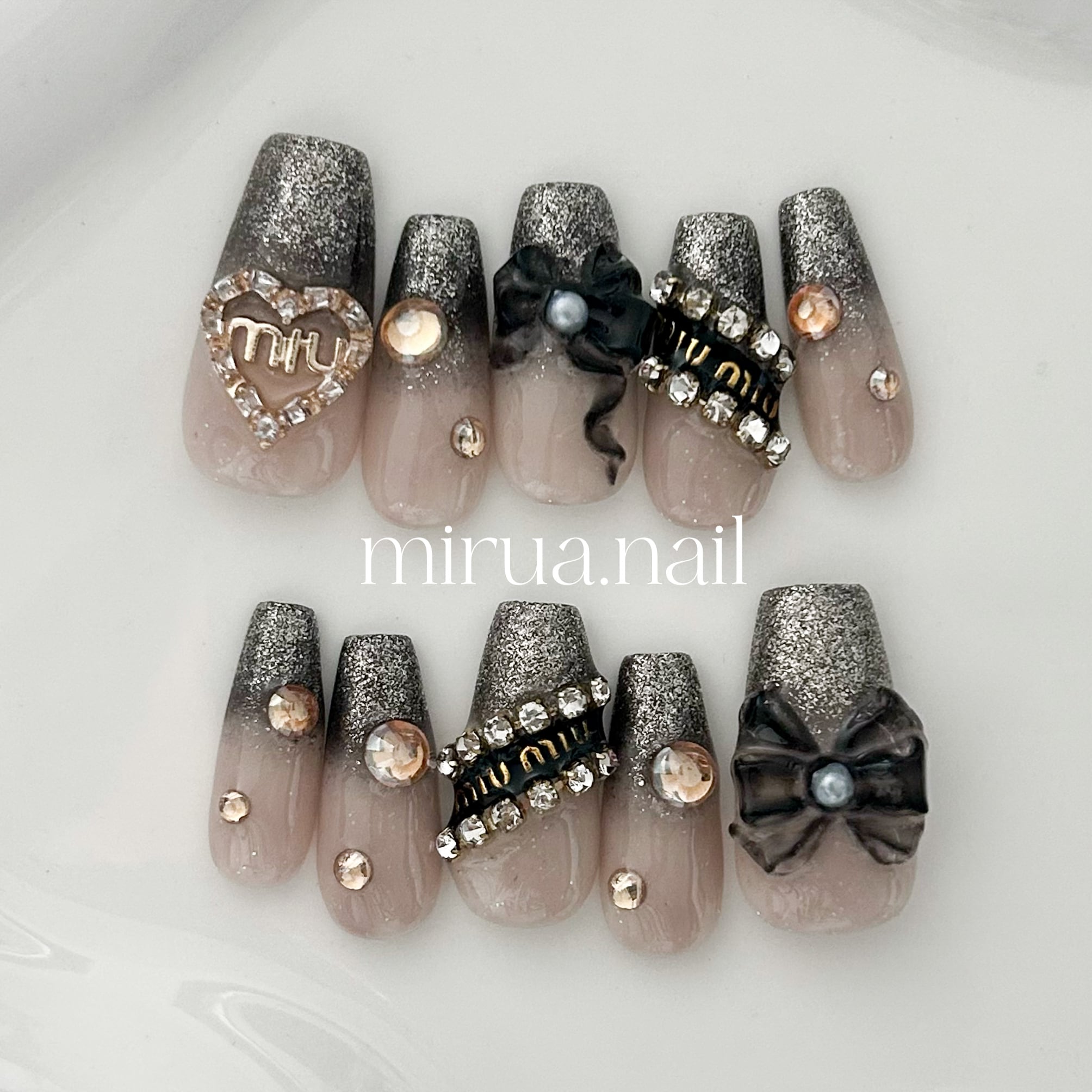 size order】ネイルチップ リボンネイル miumiu | miruanail ネイルチップ