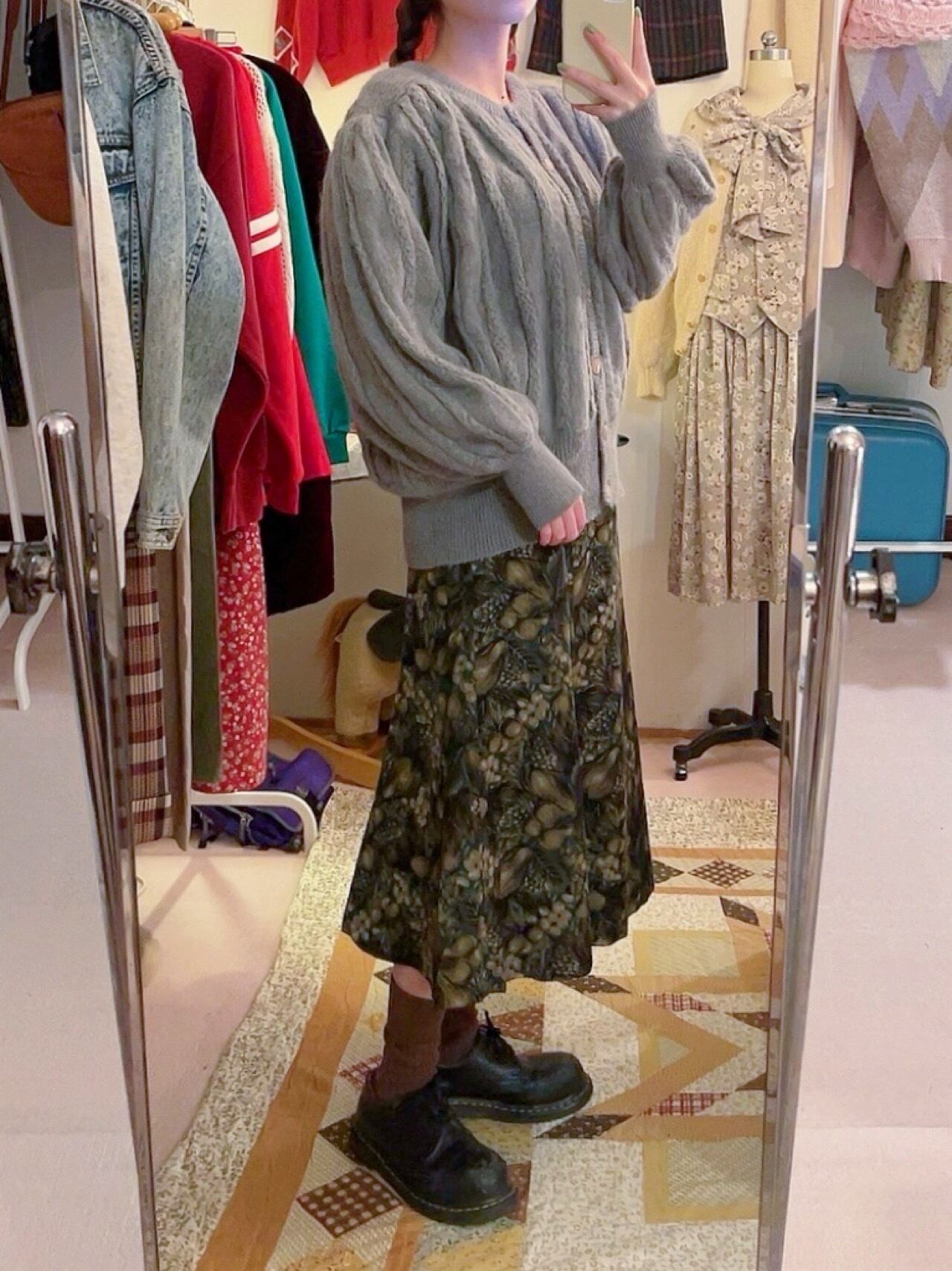 la france green flare skirt