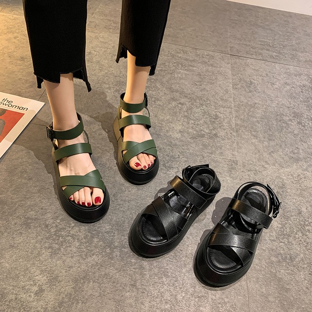 サンダルサマーバックルスタンダードレッド 靴 シューズ レトロ 夏物 ビーチ フェイクシューズ22032395273