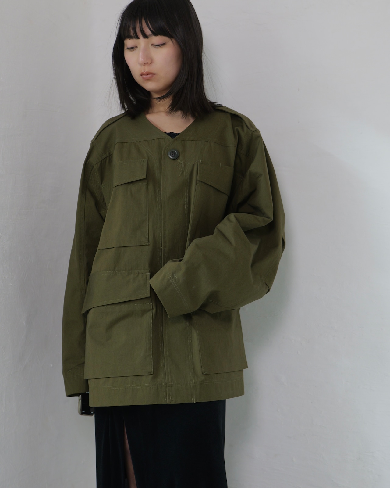 i’m here - Haoli Military Jacket :Khaki|フードストールドッキング/2WAY/ウェザークロス 入荷予定:2026.01.17(M 1点)