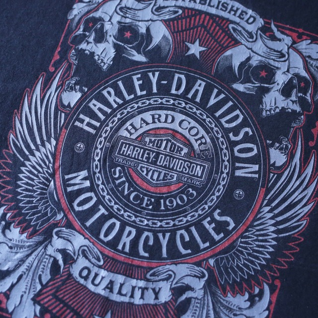 "HARLEY-DAVIDSON" front and back good punk printed XXXL over silhouette tee