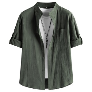 【数量限り】[FLYSHION] シャツ メンズ 七分袖 折り返し 半袖 長袖 夏服 ファッション ボタンアップ シャツ 大きいサイズ メンズ 無地 柔らかい ワイシャツ カジュアル 春夏秋 人気
