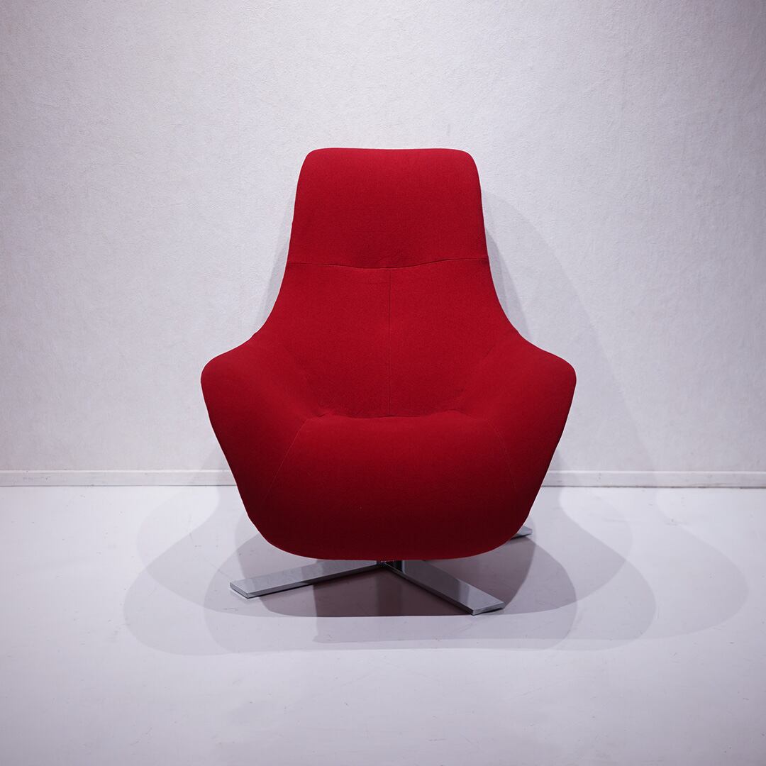 B&B ITALIA Solo ソロ チェア アントニオ チッテリオ 本革 赤 B&B Italia Mart Lounge Chair / イタリア モダン 名作 デザイナーズ