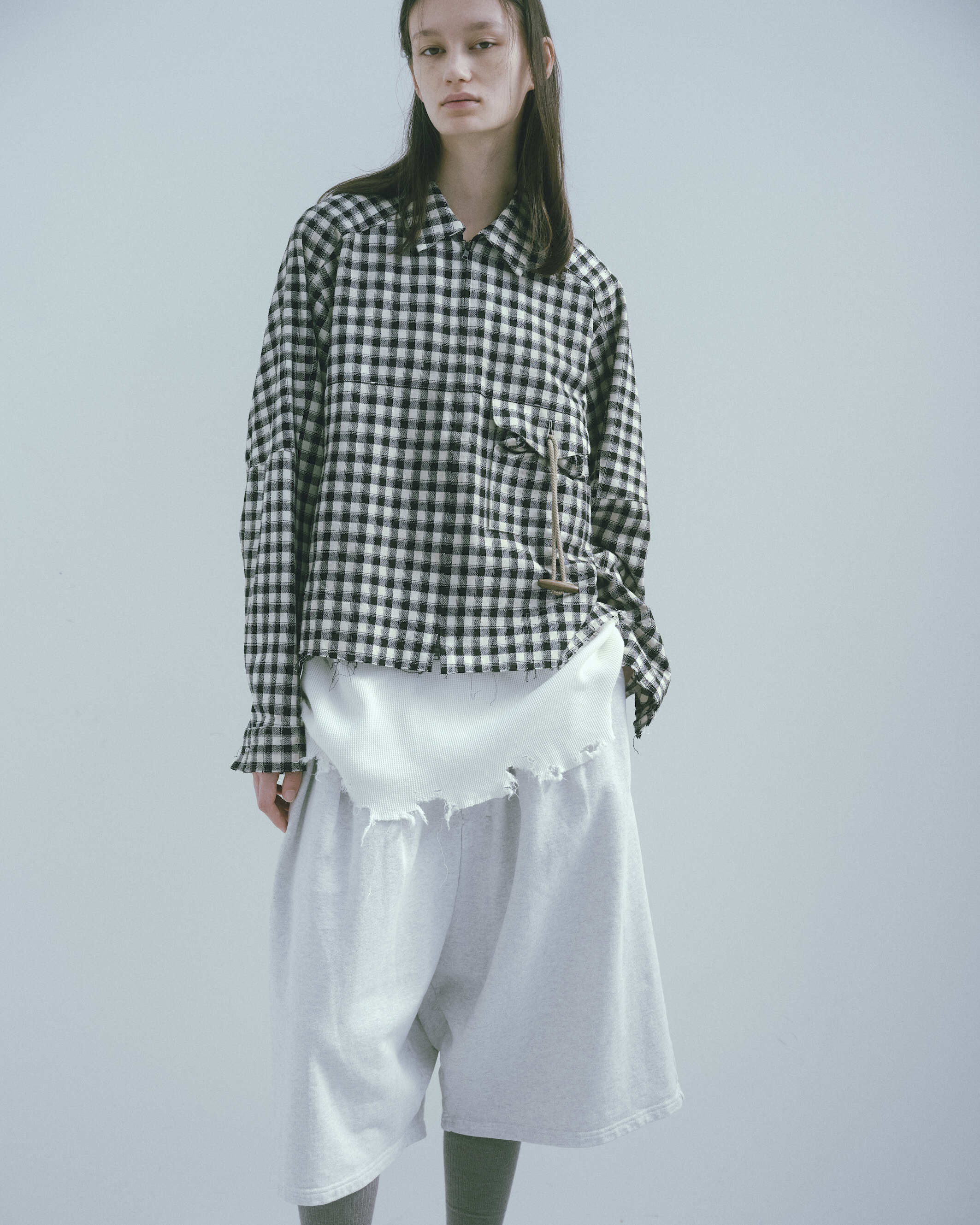 か*ん様 ANCELLM新品25ssC/R CHECK SHORT ZIPUP C/R CHECK SHORT ZIPUP SHIRT JACKET(GRAY) – ANCELLM