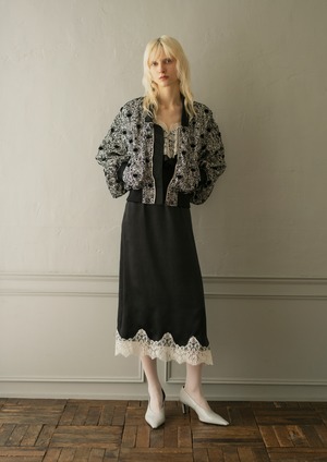 BONBON(ボンボン)カットジャガードブルゾン B/BLACK