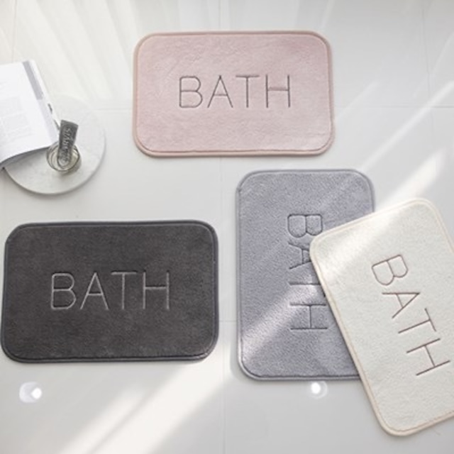 bath embroidery bath mat 4colors / バスマット フットマット ホテルスタイル インテリア 韓国 北欧