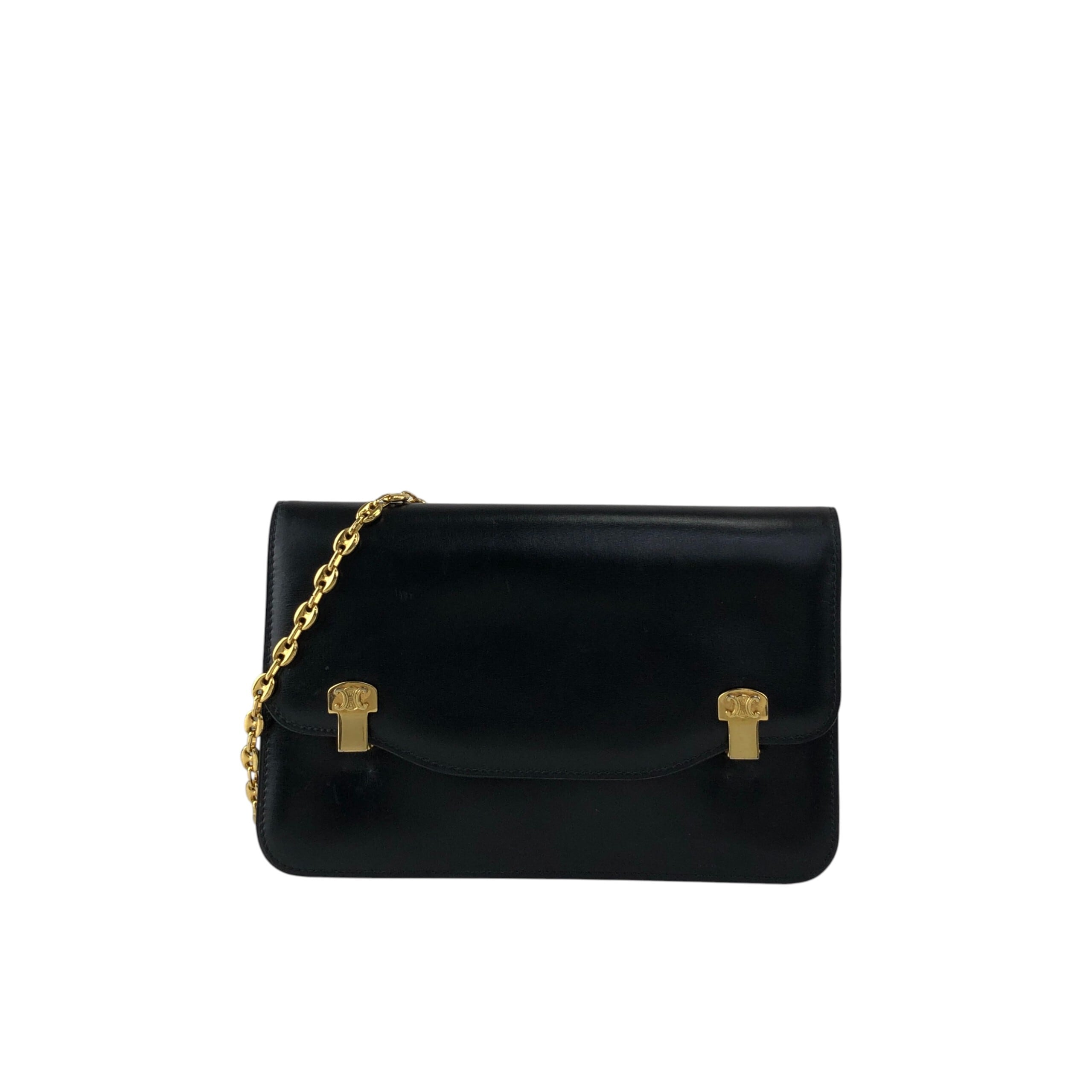 CELINE セリーヌ ショルダーバッグ ブラック トリオンフ レザー