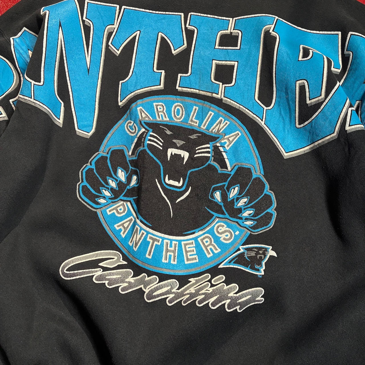 90s NFL PANTHERS ビッグプリントスウェット パンサーズ ブラック