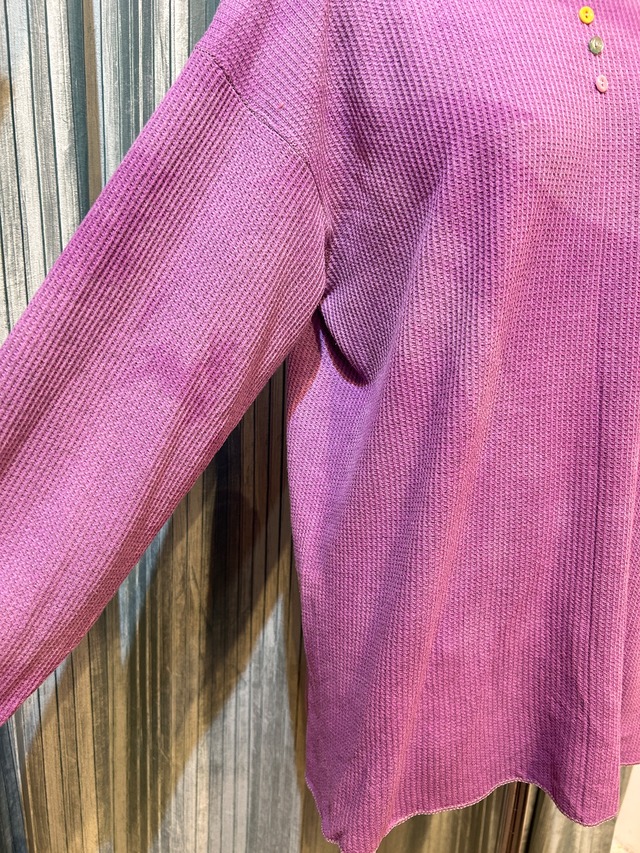 garment dye thermal  purple＆yellow button