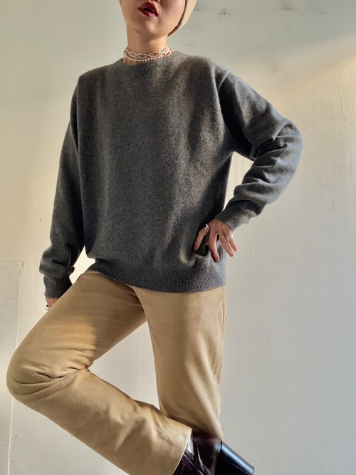 1990s Vintage Cashmere Solid Knit Top