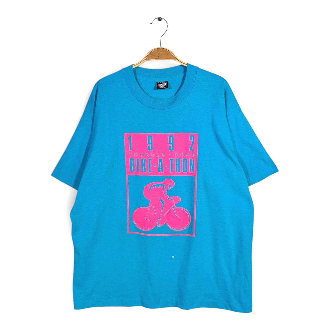 90s バイクアソン 企業ロゴ USA製 ヴィンテージ Tシャツ シングルステッチ MANPOWER タイコーズブルー スクリーンスターズ サイズXL 古着 BZ0513