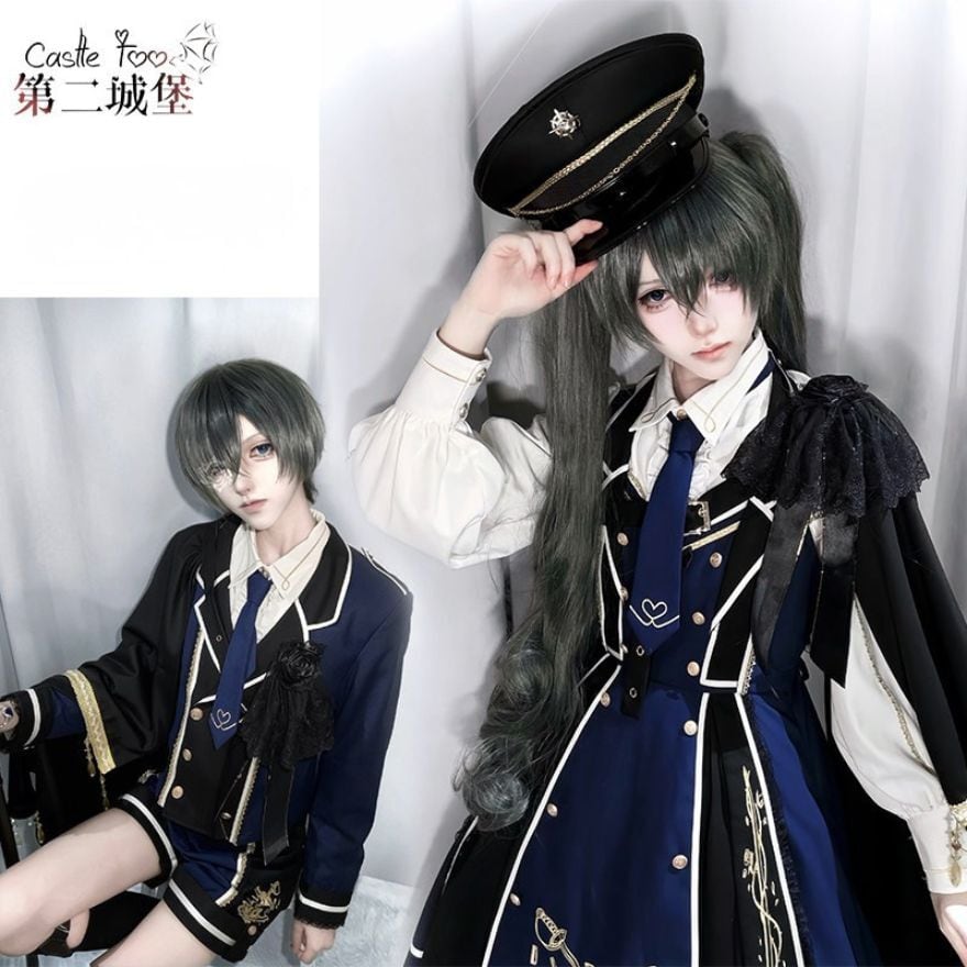 軍服 第二城塞の蒼紅近衛隊 金刺繍軍服王子系ジャンスカ4点セット