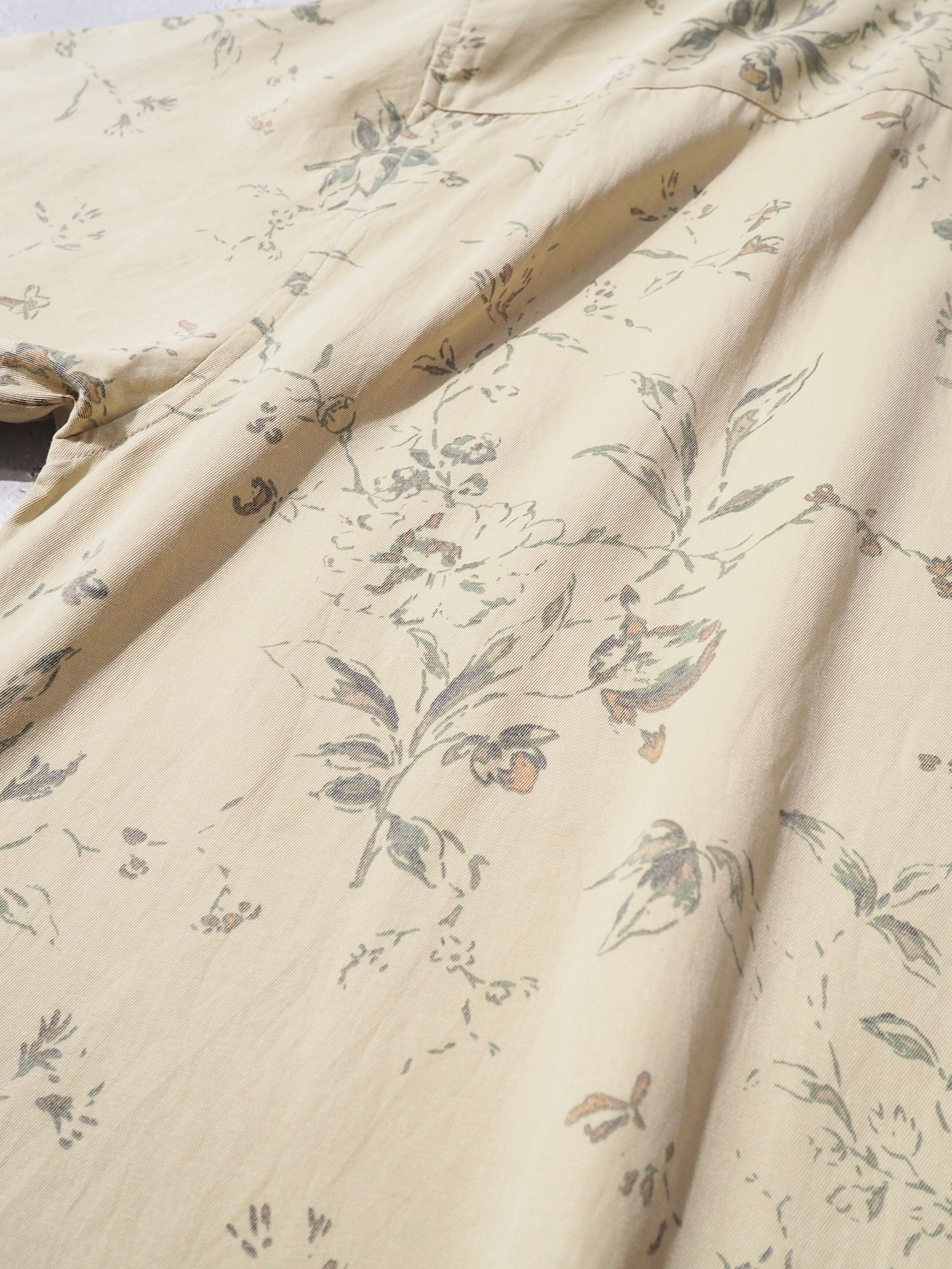 Beautiful fleeting Flower × Silk mix Open collar SS shirt