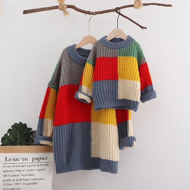 【MOM】冬新作おしゃれ色のつなぎニットセーター