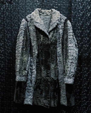【ÆIEM】“vintage” Grey Multi-Texture Fur Long Coat