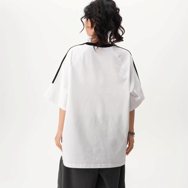 サイドラインルーズフォルムリンガーTシャツ 4col   R01932