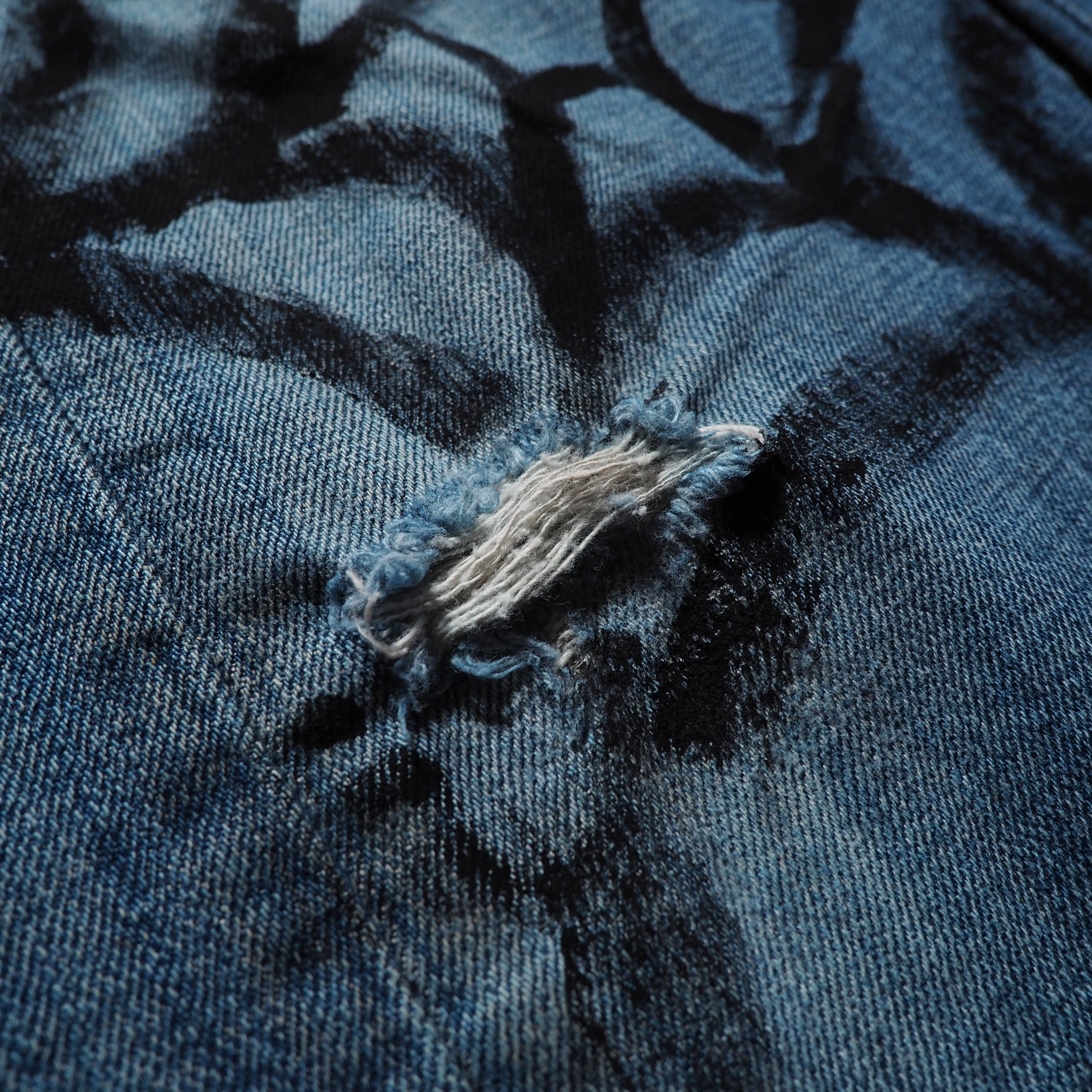 ” Levis 501 ” Spiderweb painted custom Indigo Denim pants