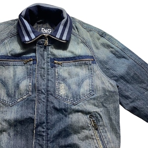 D&G rib switching denim blouson