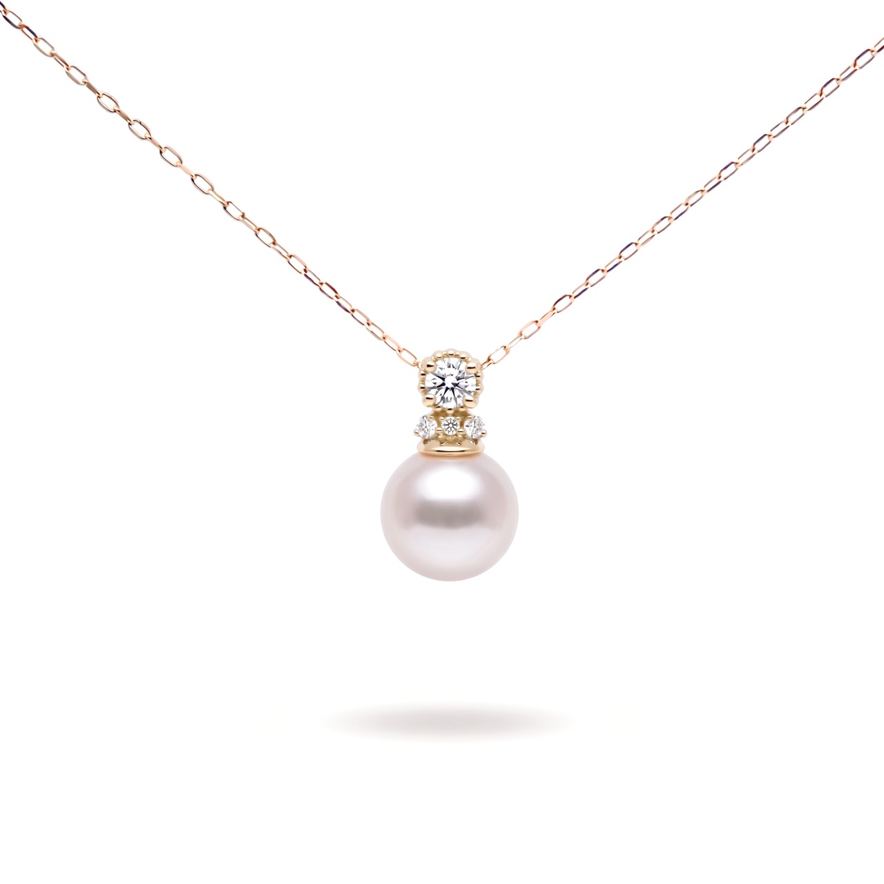 K10イエローゴールド　アコヤパール×ダイヤモンド0.04ct　ネックレス【0206121】