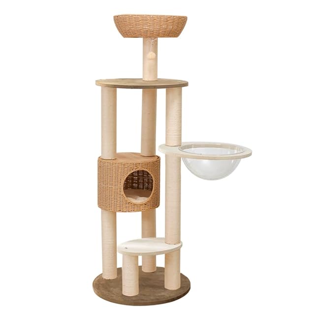 LULUCAT キャットタワー 木製 据え置き 大型猫 おしゃれ