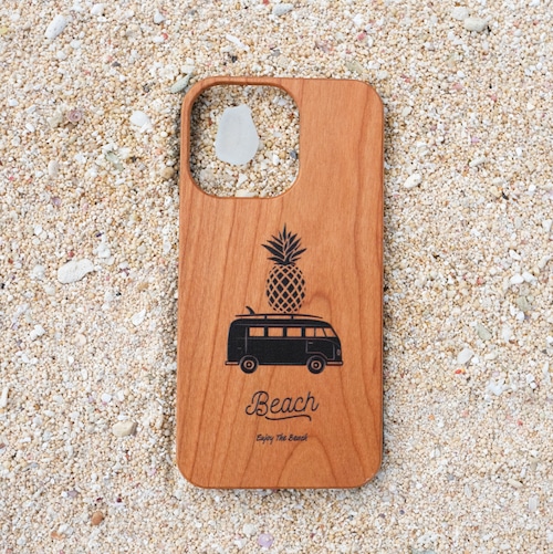 TIDA Original wood IPhone case Pineapple Bus (Cherry tree)