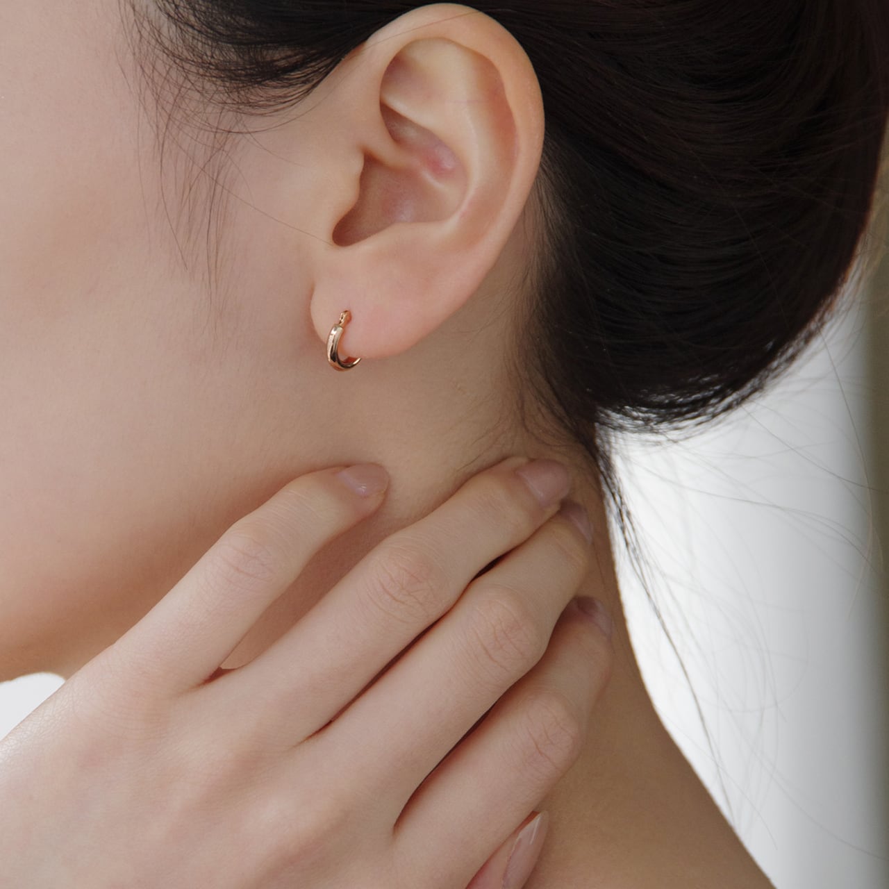 限定1ペア〉K18ピンクゴールド 直径10mm パイプフープピアス