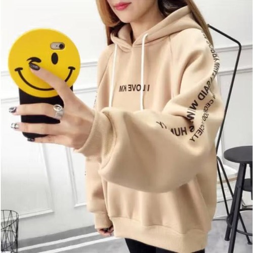 レディース トップス セーター ルーズ プラス ベルベット 厚手 オールマッチ 長袖 レター 上着 パーカー M〜2XL