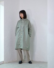 to-te - Drawstring Square Coat ：Slate Green｜撥水素材／微光沢／ドローストリング／スクエアコート