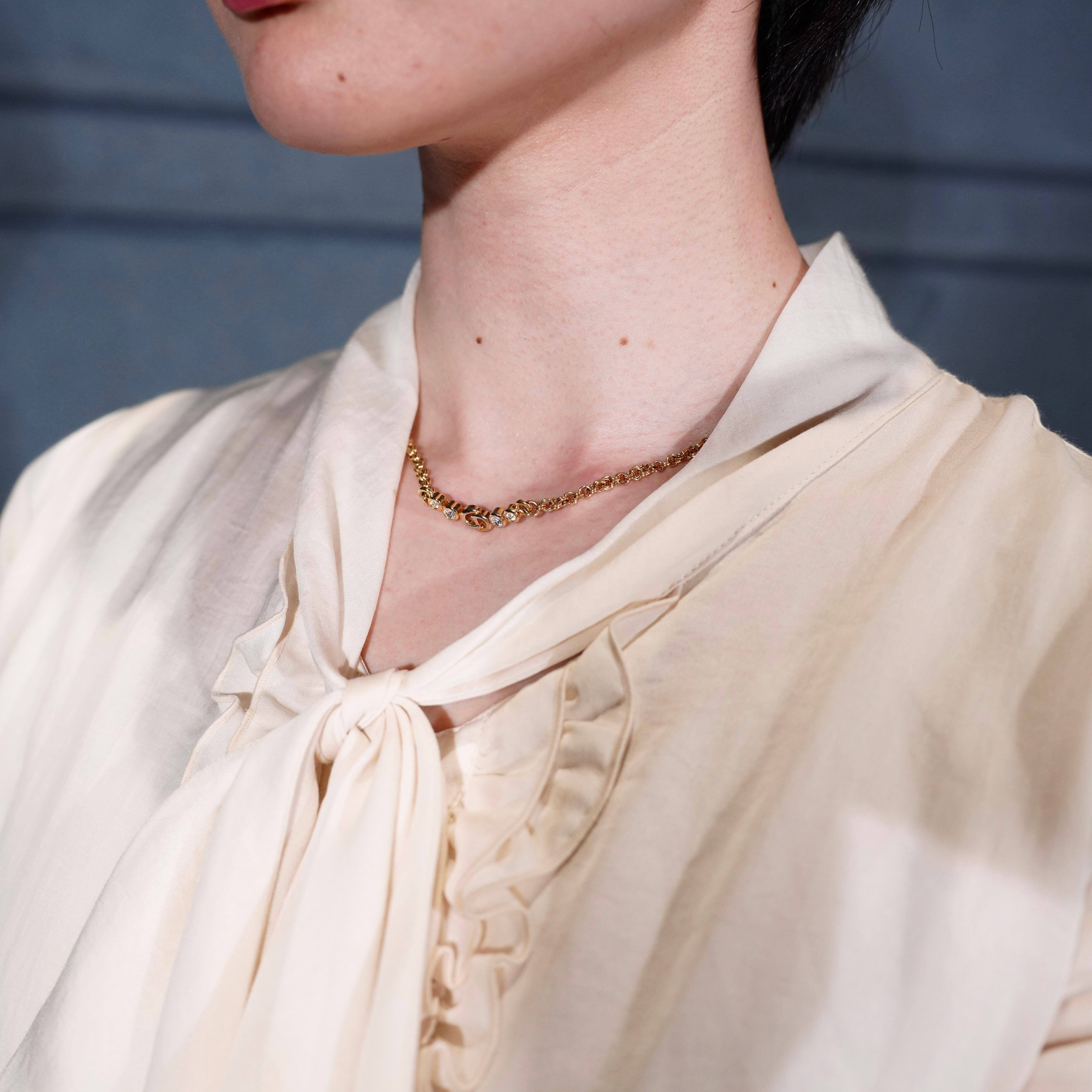 Christian Dior CLEAR STONE LOGO DESIGN CHAIN NECKLACE/クリスチャン