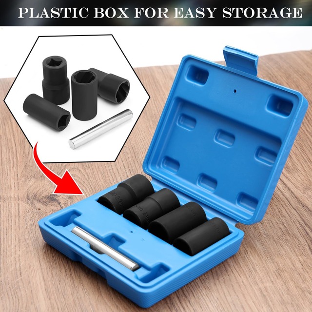 SPEEDWOX ナットツイスター セット ナットツイスター 19mm ナットツイスター 21mm ナット抽出ソケット 17 ナットソケットセット ナット取り外し ツイストソケット ナット抽出器 ナット抽出ソケットセット 潰れたボルト ねじボルト箱 ツール工具箱 取り換え DIY工具 インパクトソケット インパクトレンチ 4点セット 17mm 19mm 21mm 22mm