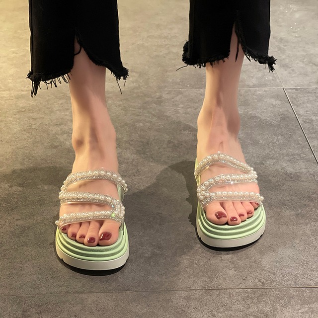 ミュールサマーパールサンダル 靴 シューズ 夏物 真珠 部族の婦人靴56811139967