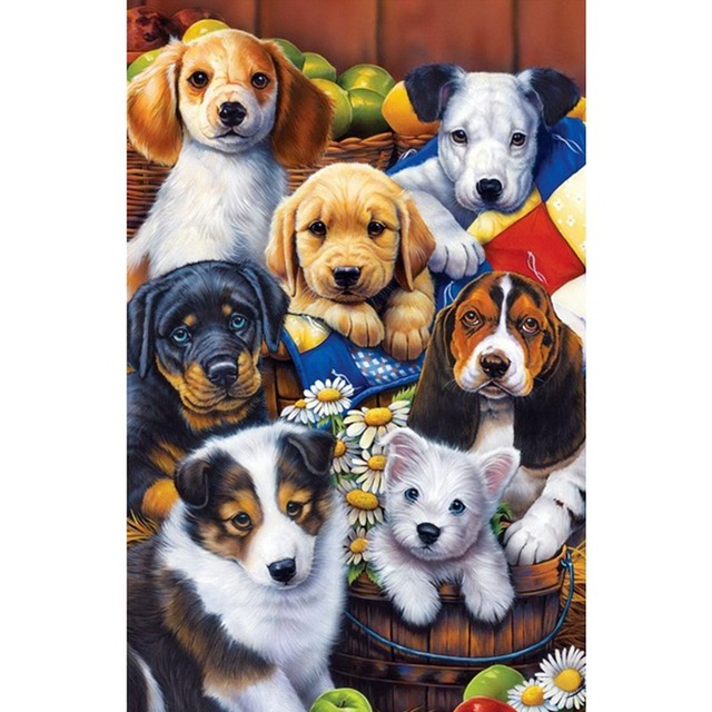 新しい到着ペット犬ファミリー画像ダイヤモンドモザイクラインストーン刺繍クロスステッチ手工芸品庭の装飾アクセサリー