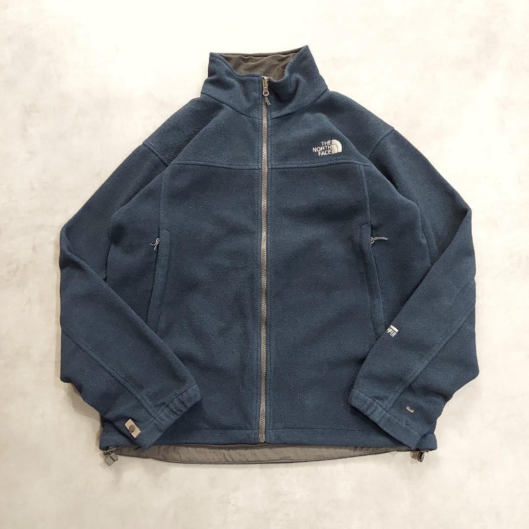 ノースフェイス フリースジャケット ゴア ジップ 古着 刺繍 M 紺 16592