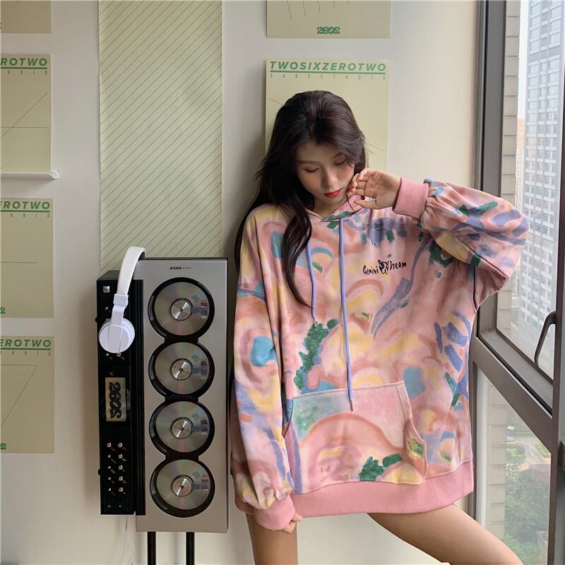 レディーススプリングオータムスタイルルーズフードジャケット トップス ストリート 春物 秋物 試着室71125902713