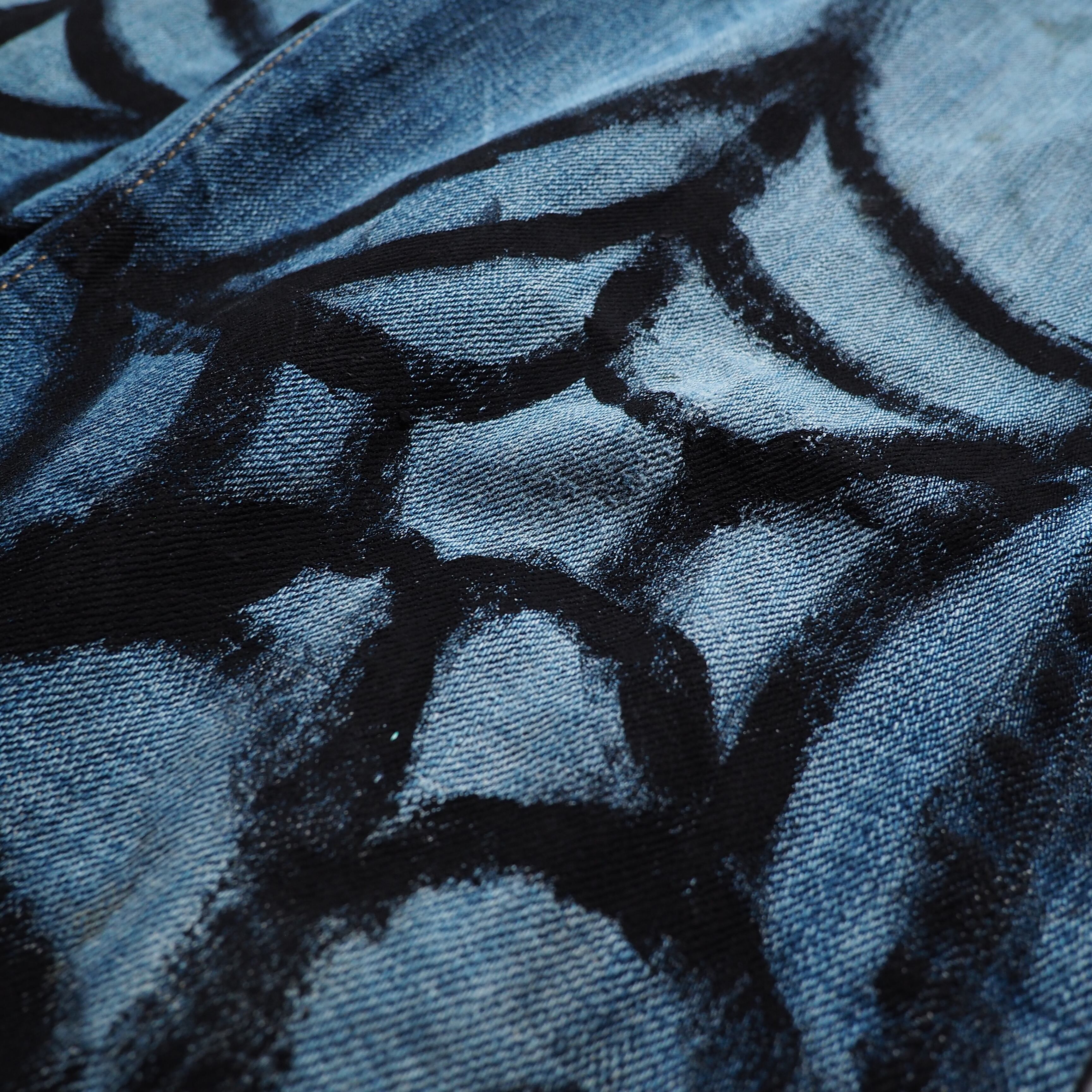” Levis 501 ” Spiderweb painted custom Indigo Denim pants
