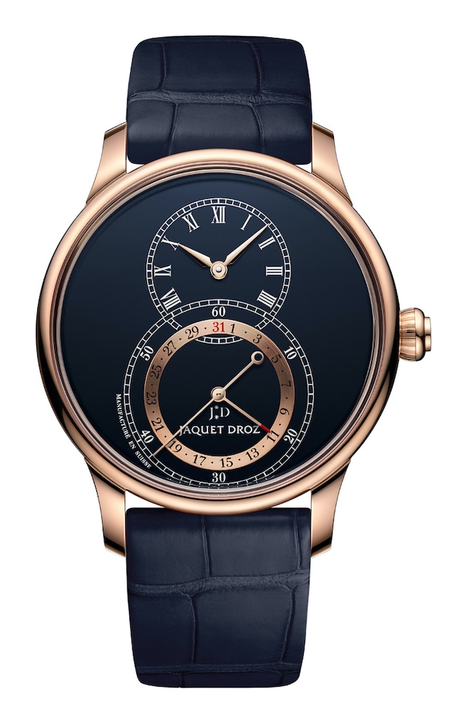 【JAQUET DROZ ジャケ・ドロー】GRANDE SECONDE QUANTIÈME　グラン・セコンド カンティエーム（ダークブルーエナメル）／国内正規品 腕時計