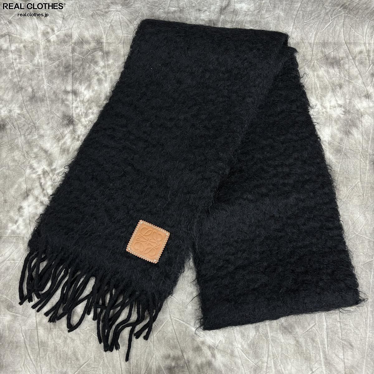 JPタグ】LOEWE/ロエベ スカーフ モヘア/ウール アナグラム レザー  