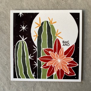 ボルジェス木版画 BACARO BORGES タイル『サボテンの花』