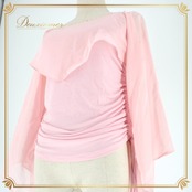 社交ダンス 衣装 スタンダード トップス レッスンウェア レディース Create-Sun クリエイトサン ピンク系 ラインストーン 無地 練習着 春色 伸縮性 練習用 女性用 トップス おしゃれ ダンスウェア コスチューム ストレッチ ルームウェア ラウンドネック ベーシック 体型カバー 袖あり デザイン性 パーティー用 発表会用