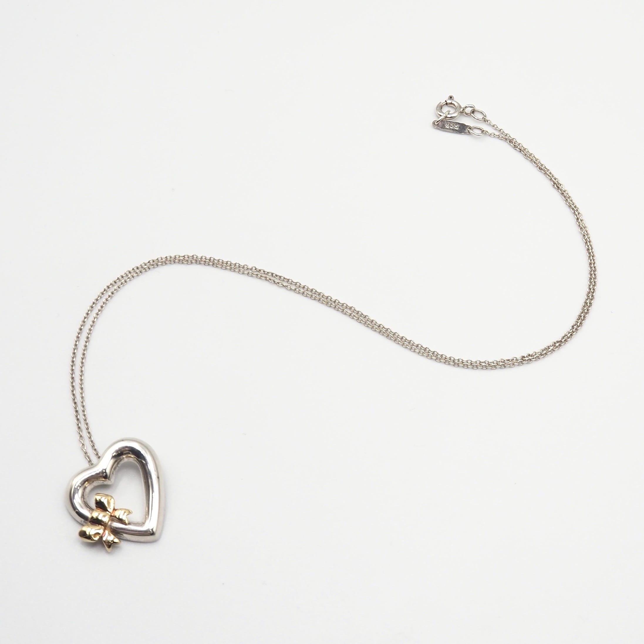 Tiffany&Co. ハート ウィズ ボウ ネックレス シルバー925 K18