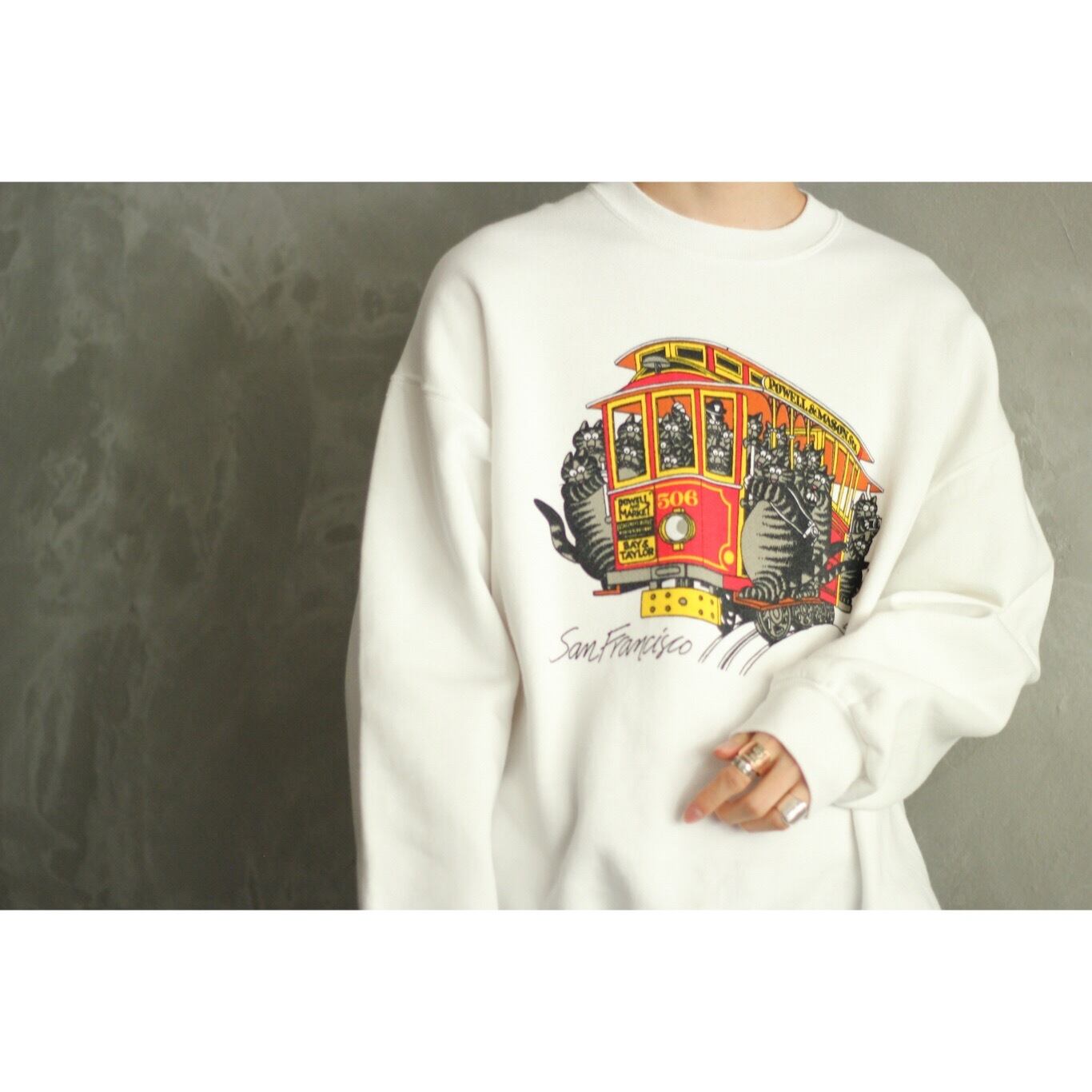 1990's CRAZY SHIRT クリバンキャット 両面プリントスウェット Made in