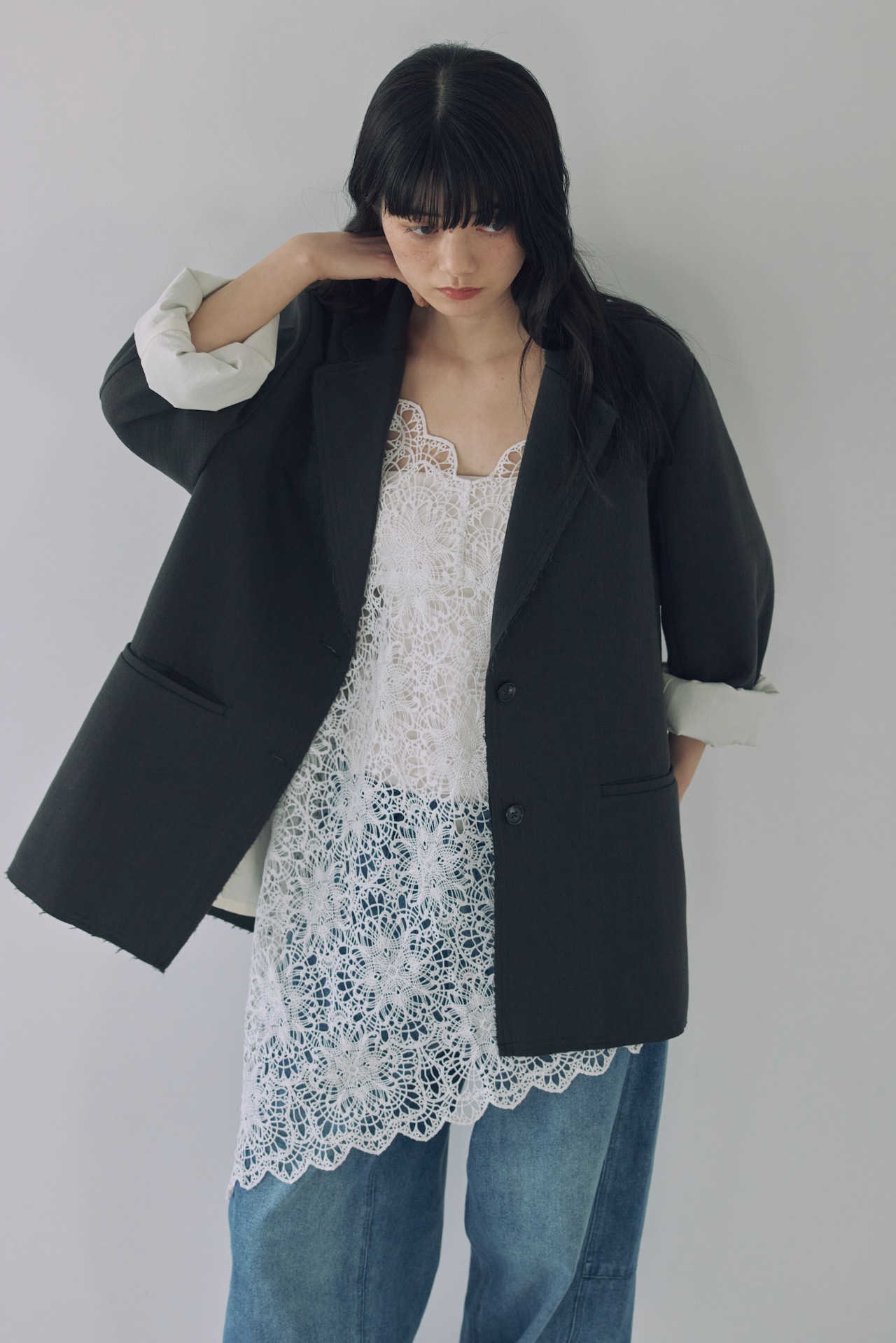 DU260514 Cut Off Design Jacket 【set up可】