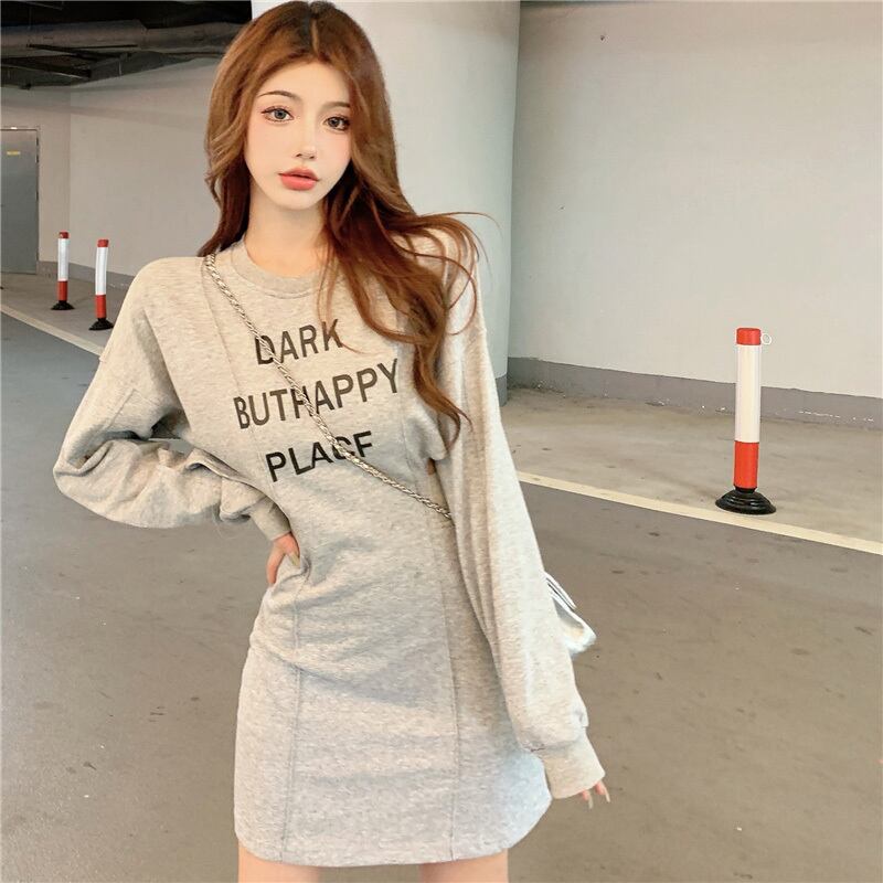 セーター ドレス スリムプリントジッパースカート オータム ロング 秋物 ブラックストロベリース80582784525