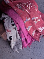Naga tribe／Stonewashed embroidery rug（Red）