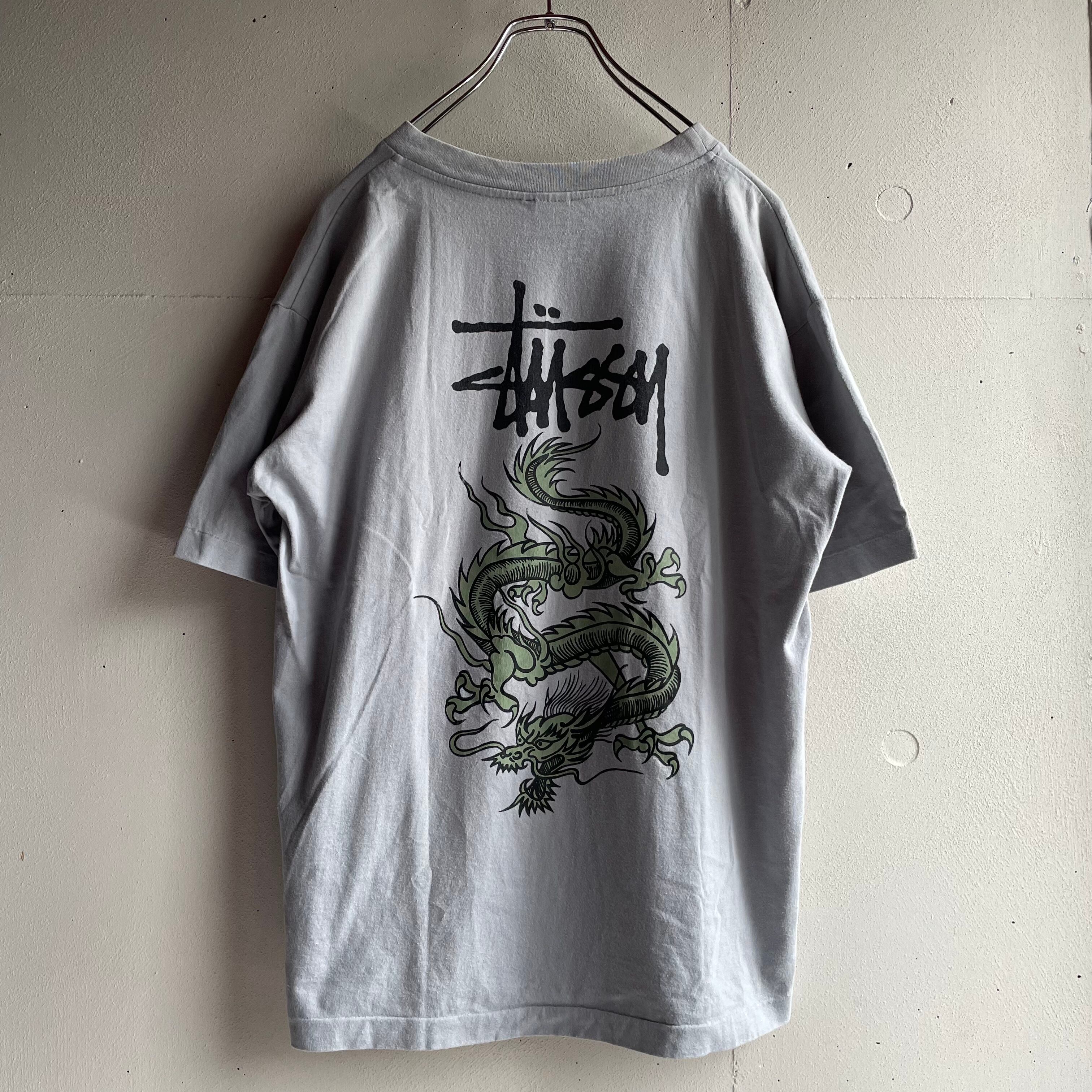90"s stussy 白タグドラゴンプリント