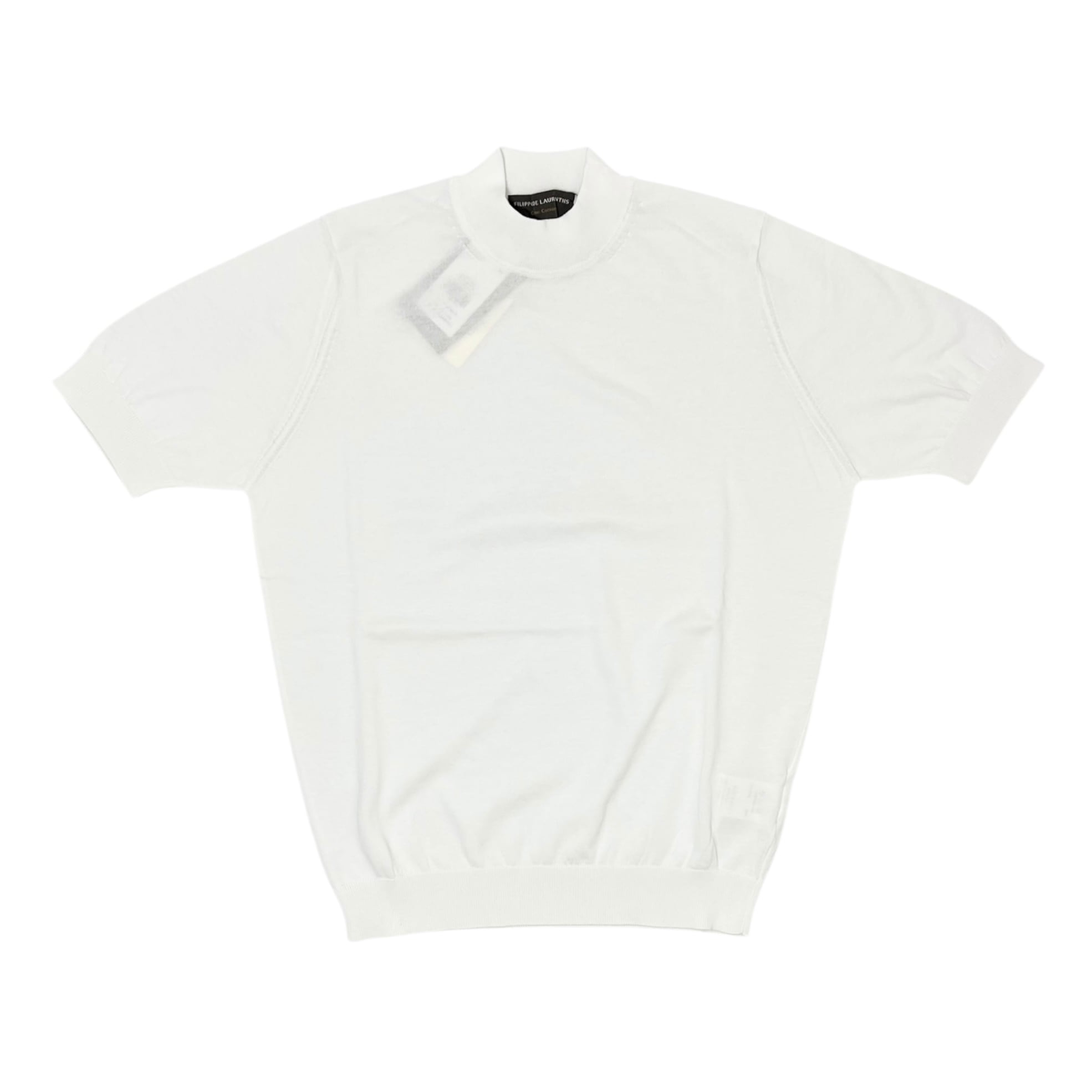 FILIPPO DE LAURENTIIS(フィリッポ デ ローレンティス) crepe cotton Mock Neck short sleeves knit/WHITE(001)